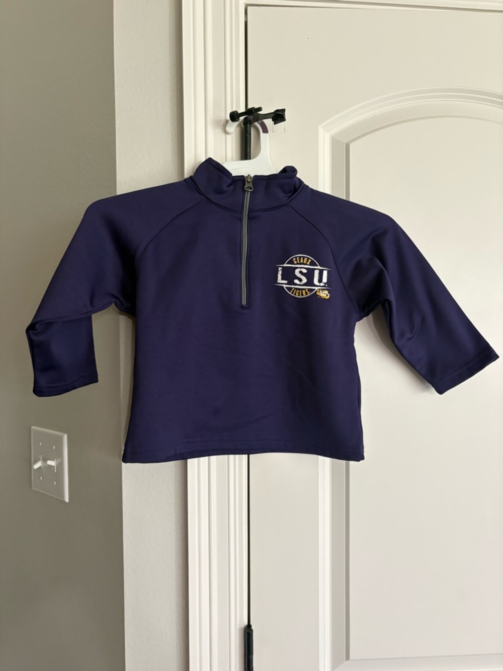 Geaux LSU Tigers purple half zip long sleeve pullover College Kids 3t GUC